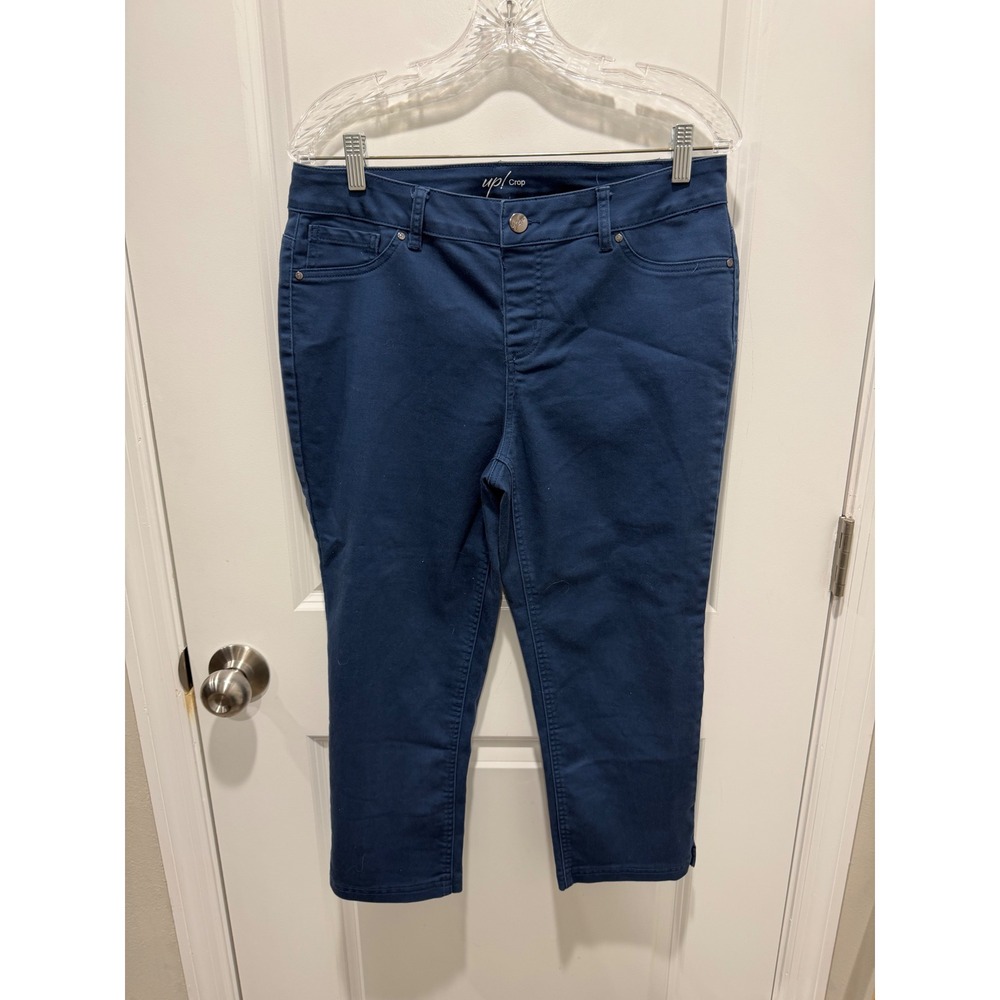 Up! Womens Crop Pants Stretch‎ Cotton Blend Navy Blue Size 12